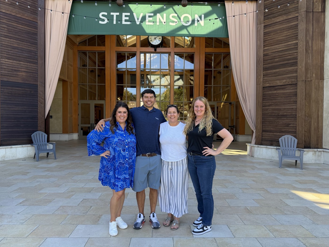 Four Okaloosa County school leaders stand outside Stevenson School in Monterey, California, during the Gardner Carney Leadership Institute (GCLI) Leadership Lab supported by the Leadership Experience Initiative (LEI).